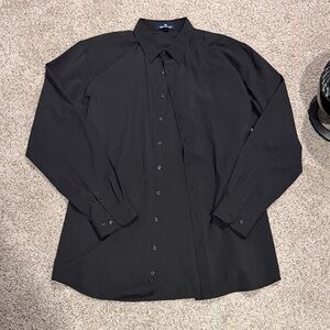 Men's Black Long-Sleeve Dress Shirt - Classic Collared Button-Up